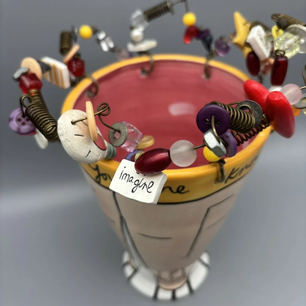 Sandra Magsamen For Silvestri Head Vase Bright Ideas Charms‎ Buttons Beads Multi